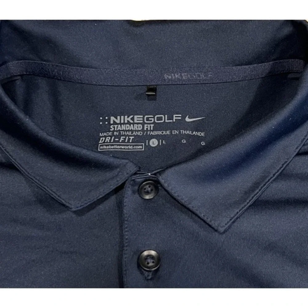 Nike Golf‎ Dri Fit Standard Fit Blue White Polo Shirt Mens Bay Hill Logo Large